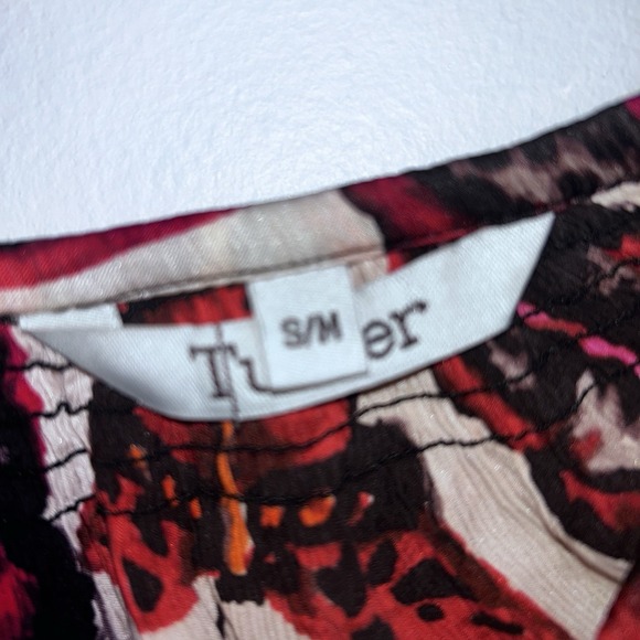 Tucker top blouse S/M Butterfly Silk 3/4 Sleeve Button Up Blouse Boho Designer - Picture 9 of 12